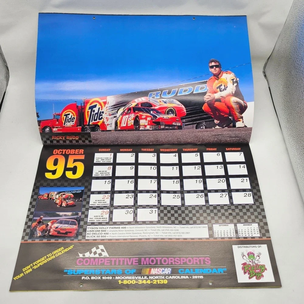 1995 Superstars of NASCAR Calendar Dale Earnhardt Gordon Championship Foldout